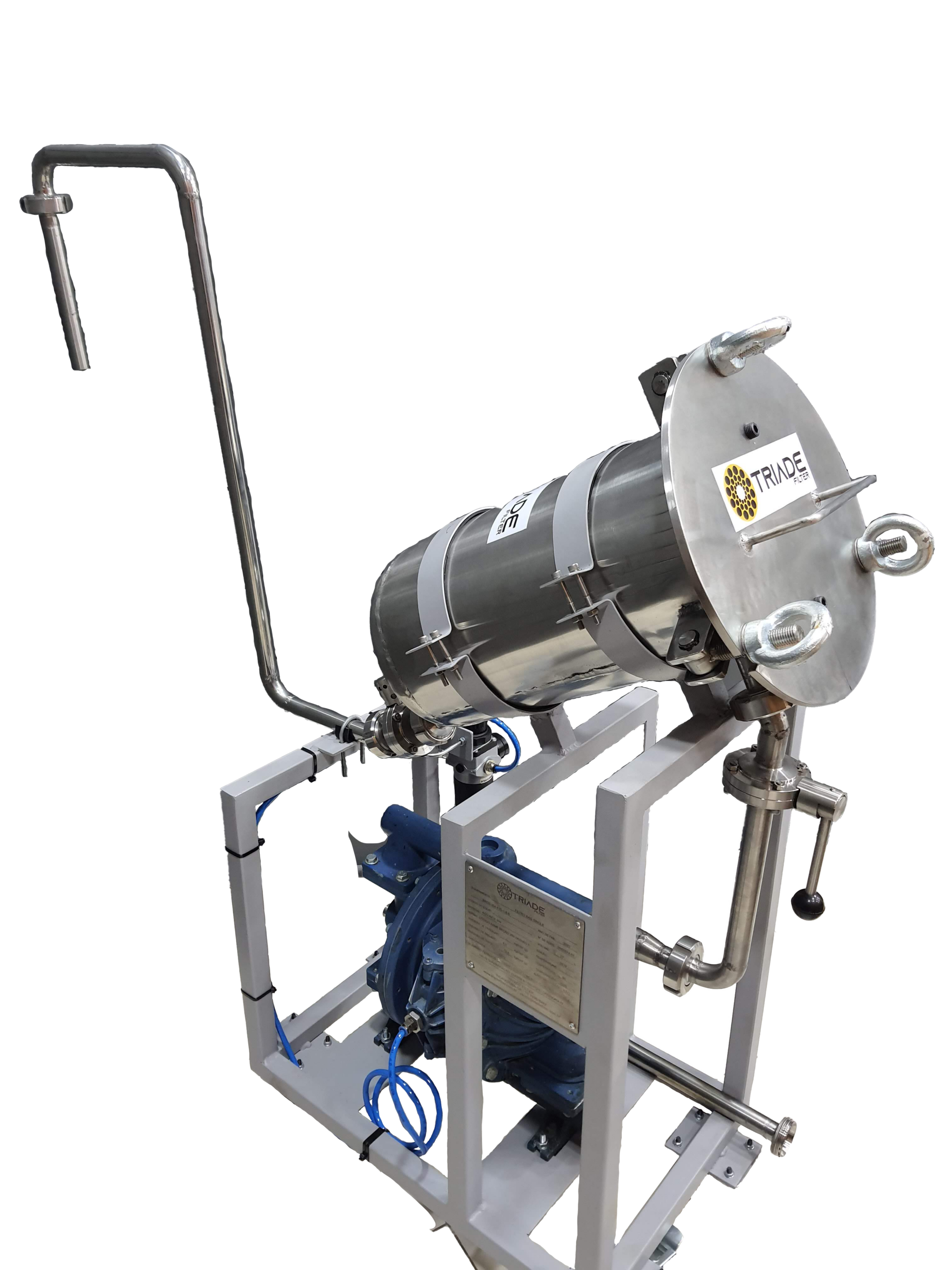 Filtro bag industrial da Triade Filter em skid de filtração para processos industriais